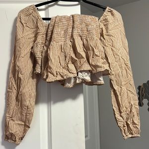 orange/yellow and white mini skirt and top set!